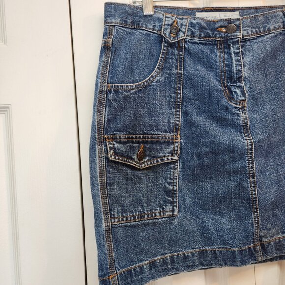 [10] Cherokee Denim Miniskirt size 10 six pockets 100% cotton jean skirt pockets - Picture 3 of 12